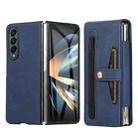 For Samsung Galaxy Z Fold4 5G PC Foldable Shockproof Leather Phone Case with Stylus(Blue) - 1