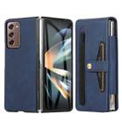 For Samsung Galaxy Z Fold2 5G PC Foldable Shockproof Leather Phone Case with Stylus(Blue) - 1