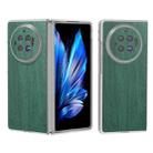 For vivo X Fold3 Frosted Transparent Frame Hinge Wood Texture PU Phone Case(Green) - 1