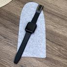 For Apple Watch SE 44mm Trapezoid Fold Magnetic Buckle Silicone PU Watch Band(Black Gold) - 2