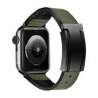 For Apple Watch Series 10 42mm Trapezoid Fold Magnetic Buckle Silicone PU Watch Band(Army Green) - 1