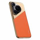 For Huawei Pura 70 Pro / Pura 70 Pro+ Plain Leather Electroplated PC Frame Phone Case(Orange) - 1