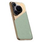 For Huawei Pura 70 Pro / Pura 70 Pro+ Plain Leather Electroplated PC Frame Phone Case(Green) - 1