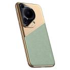 For Huawei Pura 70 Ultra Plain Leather Electroplated PC Frame Phone Case(Green) - 1