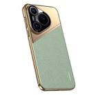 For Huawei Pura 70 Plain Leather Electroplated PC Frame Phone Case(Green) - 1