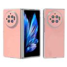 For vivo X Fold3 Frosted Transparent Edge Genuine Leather Wave Phone Case(Pink) - 1