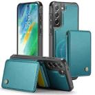 For Samsung Galaxy S21 FE 5G JEEHOOD J05 Business Magnetic Style RFID Leather Phone Case(Blue Green) - 1