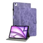 For iPad Air 13 2024 Embossed Tiger Pattern Leather Tablet Case(Purple) - 1