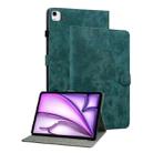 For iPad Air 13 2024 Embossed Tiger Pattern Leather Tablet Case(Dark Green) - 1