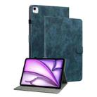 For iPad Air 13 2024 Embossed Tiger Pattern Leather Tablet Case(Dark Blue) - 1