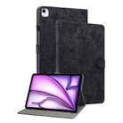 For iPad Air 13 2024 Embossed Tiger Pattern Leather Tablet Case(Black) - 1