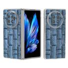 For vivo X Fold3 Frosted Transparent Edge Genuine Leather Mahjong Pattern Phone Case(Blue) - 1