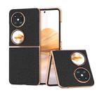 For Huawei Pocket 2 Nano Plating Genuine Leather Wave Series Phone Case(Black) - 1