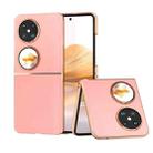 For Huawei Pocket 2 Nano Plating Genuine Leather Wave Series Phone Case(Pink) - 1