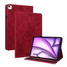 For iPad Air 11 2024 Butterfly Flower Embossed Leather Tablet Case(Red) - 1