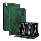 For iPad Pro 11 2024 Butterfly Flower Embossed Leather Tablet Case(Green) - 1