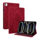 For iPad Pro 11 2024 Butterfly Flower Embossed Leather Tablet Case(Red) - 1