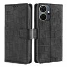 For Itel P55+ 4G Skin Feel Crocodile Magnetic Clasp Leather Phone Case(Black) - 1