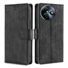 For Itel S24 4G Skin Feel Crocodile Magnetic Clasp Leather Phone Case(Black) - 1