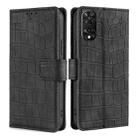 For TCL 505 4G Skin Feel Crocodile Magnetic Clasp Leather Phone Case(Black) - 1