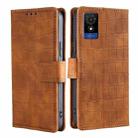 For TCL 501 4G Skin Feel Crocodile Magnetic Clasp Leather Phone Case(Brown) - 1