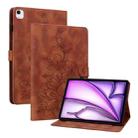 For iPad Air 13 2024 Lily Embossed Leather Smart Tablet Case(Brown) - 1