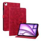 For iPad Air 13 2024 Lily Embossed Leather Smart Tablet Case(Red) - 1