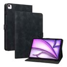 For iPad Air 13 2024 Lily Embossed Leather Smart Tablet Case(Black) - 1