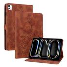 For iPad Pro 11 2024 Lily Embossed Leather Smart Tablet Case(Brown) - 1