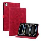 For iPad Pro 11 2024 Lily Embossed Leather Smart Tablet Case(Red) - 1