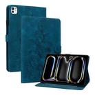 For iPad Pro 11 2024 Lily Embossed Leather Smart Tablet Case(Dark Blue) - 1