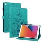For iPad 10.2 2021 / Air 10.5 Lily Embossed Leather Smart Tablet Case(Green) - 1