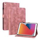 For iPad 10.2 2021 / Air 10.5 Lily Embossed Leather Smart Tablet Case(Pink) - 1