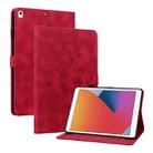 For iPad 10.2 2021 / Air 10.5 Lily Embossed Leather Smart Tablet Case(Red) - 1