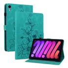 For iPad mini 6 Lily Embossed Leather Smart Tablet Case(Green) - 1