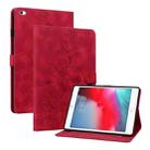 For iPad mini 5 / 4 / 3 / 2 / 1 Lily Embossed Leather Smart Tablet Case(Red) - 1