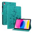 For iPad 10th Gen 10.9 2022 Lily Embossed Leather Smart Tablet Case(Green) - 1