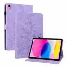 For iPad 10th Gen 10.9 2022 Lily Embossed Leather Smart Tablet Case(Purple) - 1