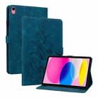 For iPad 10th Gen 10.9 2022 Lily Embossed Leather Smart Tablet Case(Dark Blue) - 1