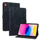 For iPad 10th Gen 10.9 2022 Lily Embossed Leather Smart Tablet Case(Black) - 1