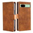 For Google Pixel 8a Skin Feel Crocodile Magnetic Clasp Leather Phone Case(Brown) - 1