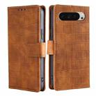 For Google Pixel 9 Skin Feel Crocodile Magnetic Clasp Leather Phone Case(Brown) - 1