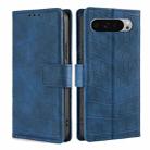 For Google Pixel 9 Pro XL Skin Feel Crocodile Magnetic Clasp Leather Phone Case(Blue) - 1