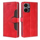 For Itel P55+ 4G Skin Feel Magnetic Buckle Leather Phone Case(Red) - 1