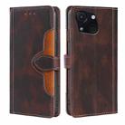 For Itel A50C 4G Skin Feel Magnetic Buckle Leather Phone Case(Brown) - 1