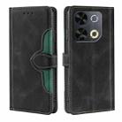 For Itel P65 Skin Feel Magnetic Buckle Leather Phone Case(Black) - 1