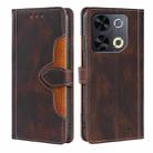 For Itel P65 Skin Feel Magnetic Buckle Leather Phone Case(Brown) - 1