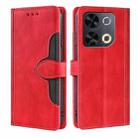 For Itel P65 Skin Feel Magnetic Buckle Leather Phone Case(Red) - 1