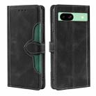 For Google Pixel 8a Skin Feel Magnetic Buckle Leather Phone Case(Black) - 1