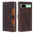 For Google Pixel 8a Skin Feel Magnetic Buckle Leather Phone Case(Brown) - 1